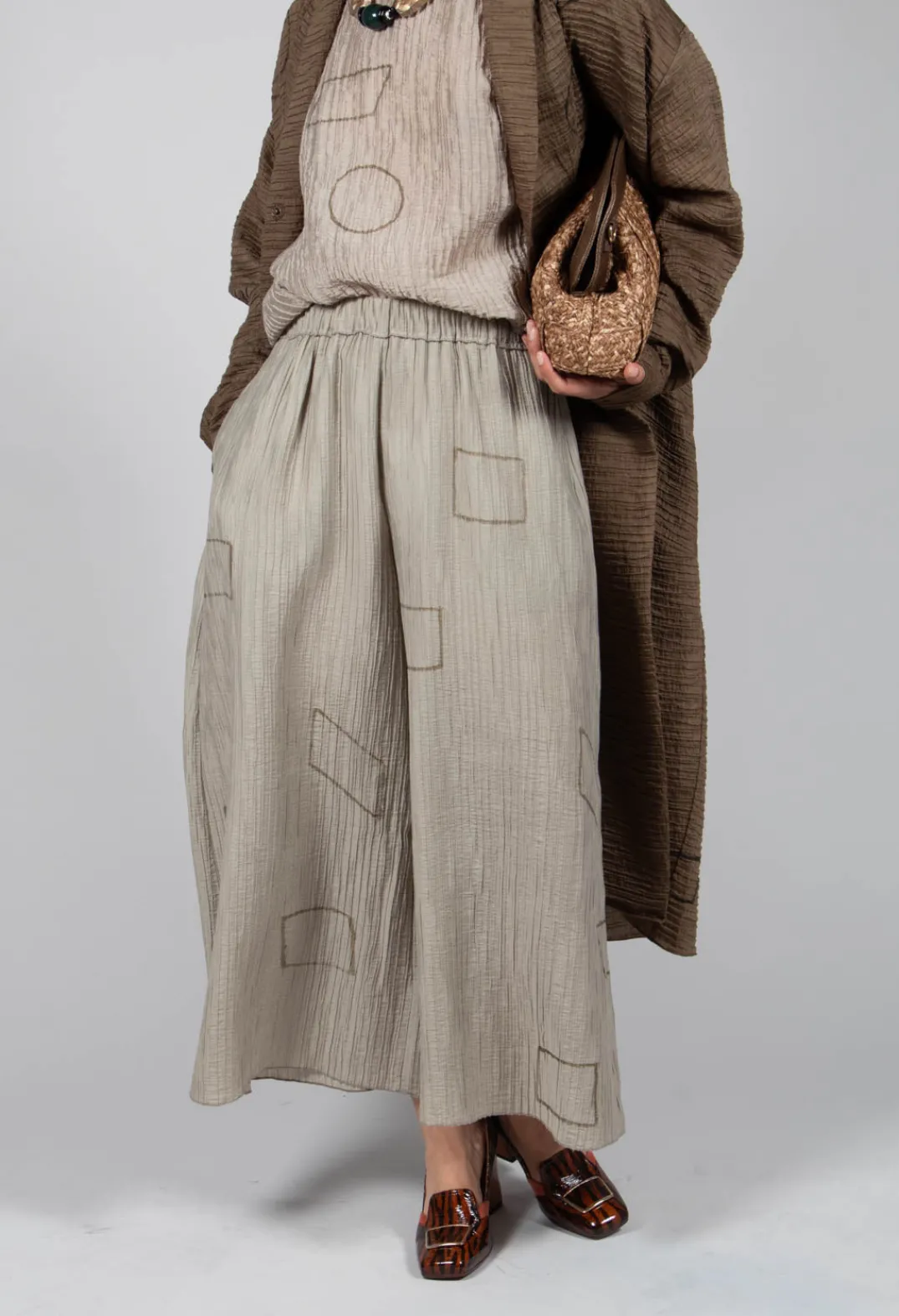 Tadashi Trousers^Crinkle Geometric Trousers in Euca