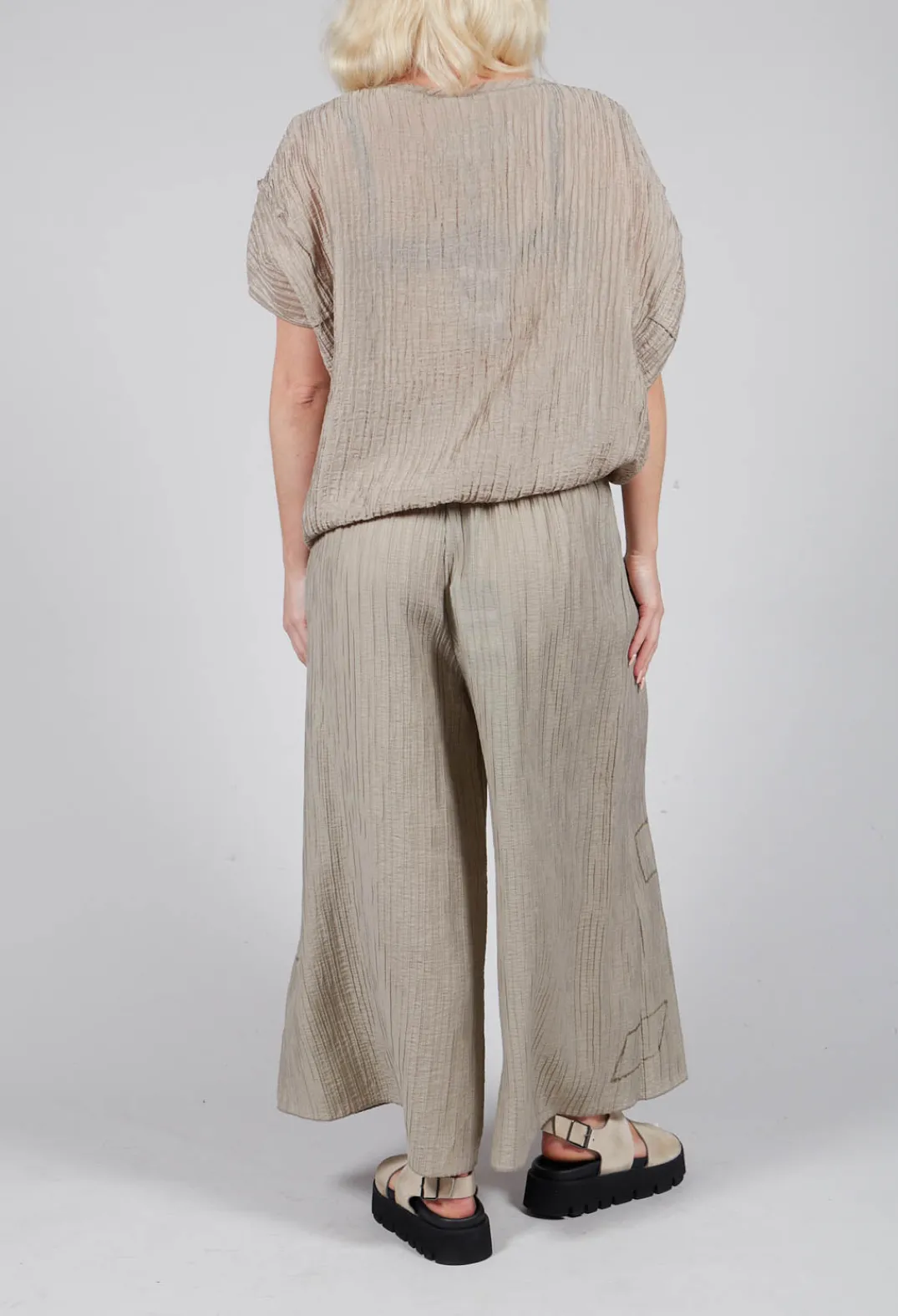Tadashi Trousers^Crinkle Geometric Trousers in Euca