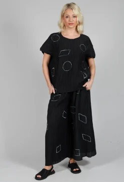 Tadashi Trousers^Crinkle Geometric Trousers in Black