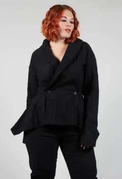 Nostra Santissima Jackets^Crinkle Jacket with Asymmetric Hem and Fastening in Black