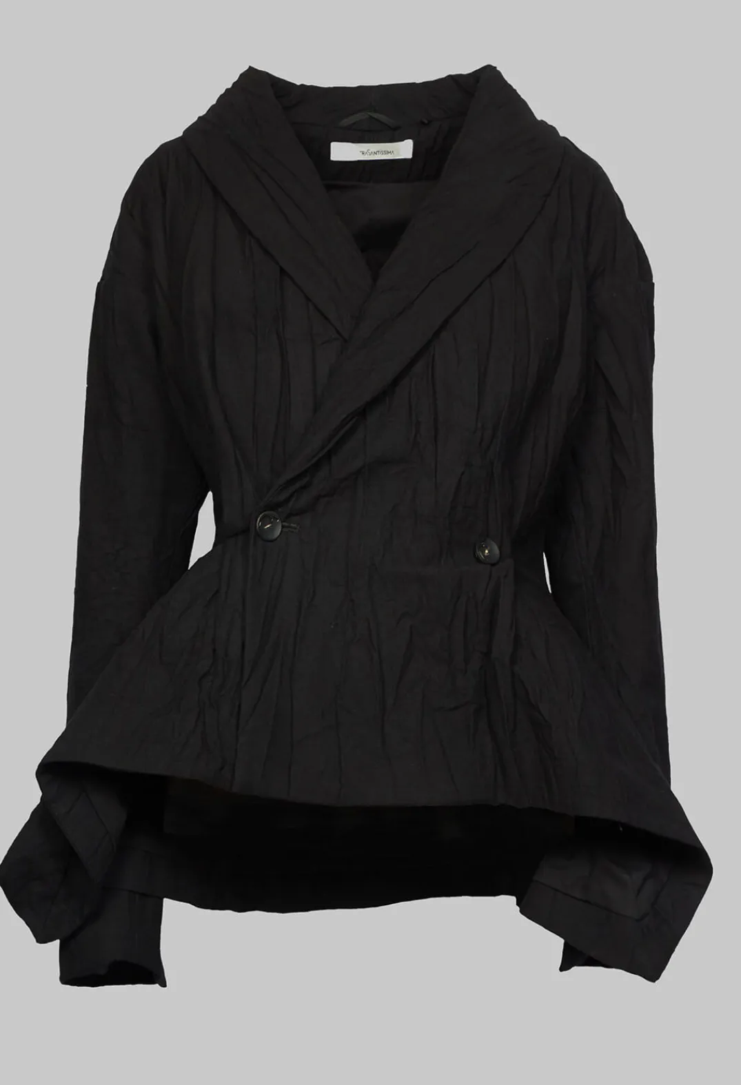 Nostra Santissima Jackets^Crinkle Jacket with Asymmetric Hem and Fastening in Black
