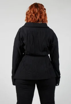 Nostra Santissima Jackets^Crinkle Jacket with Asymmetric Hem and Fastening in Black