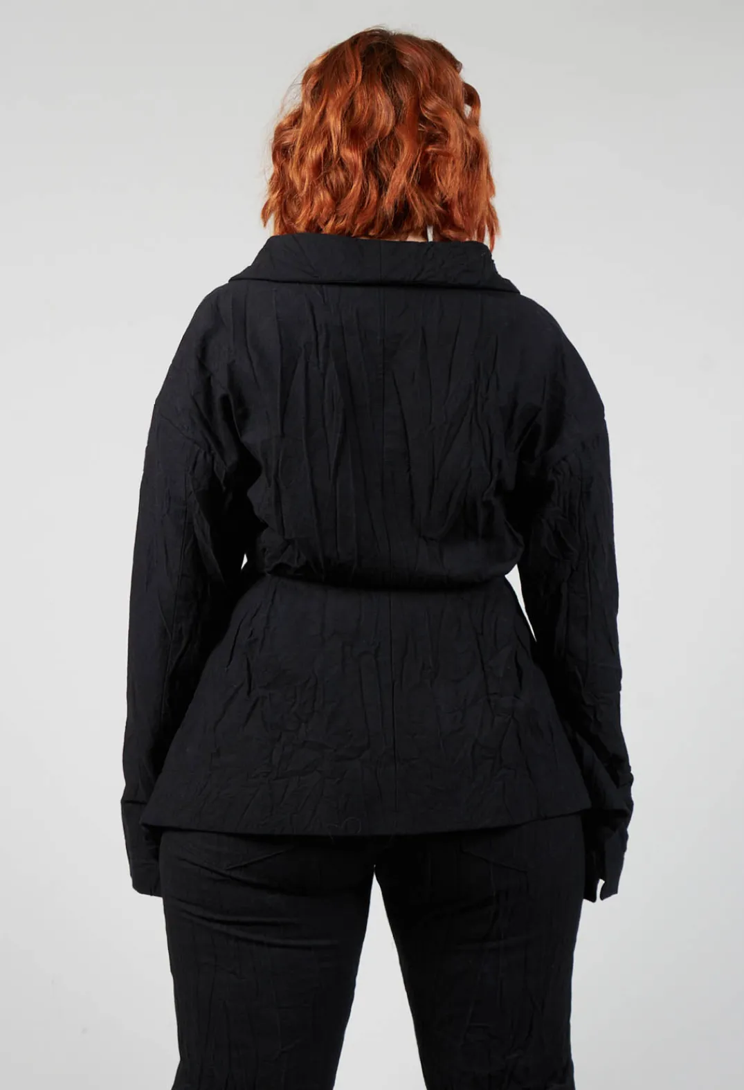 Nostra Santissima Jackets^Crinkle Jacket with Asymmetric Hem and Fastening in Black