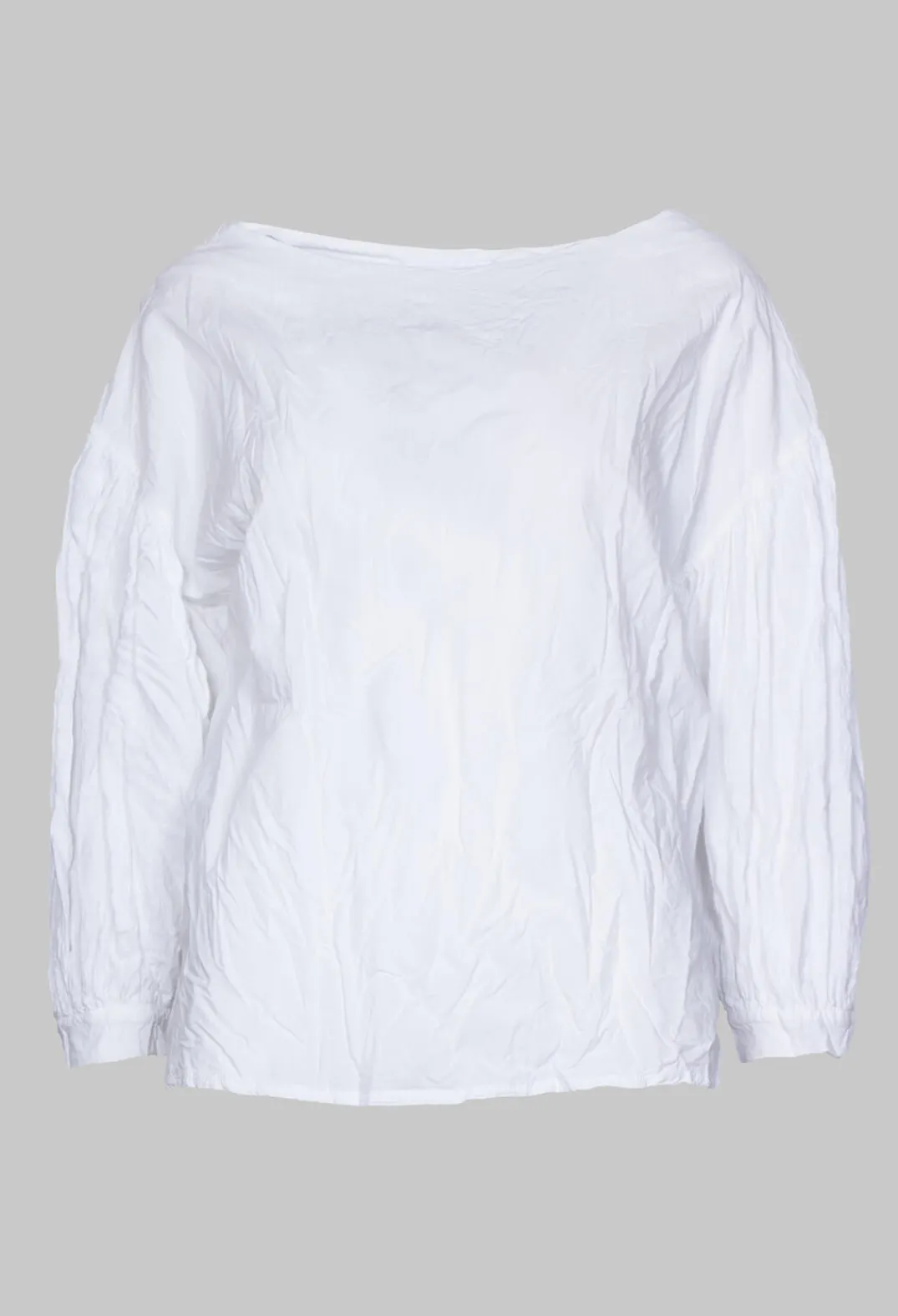 Baci Jumpers^Crinkle Top with Contrasting Sleeves in White
