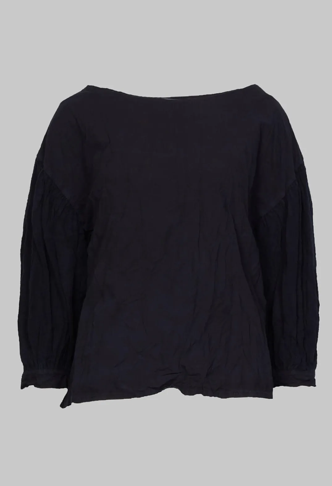 Baci Jumpers^Crinkle Top with Contrasting Sleeves in Navy