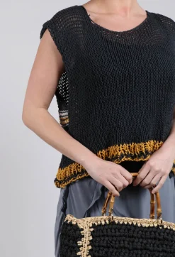 Umit Unal Jumpers^Crocheted Vest in Original Black