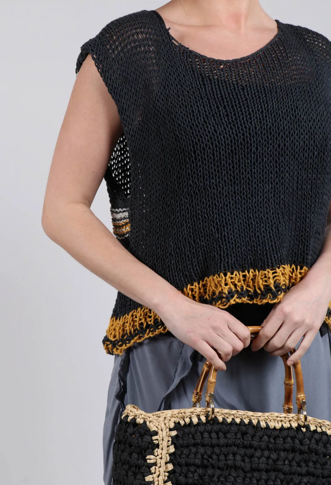 Umit Unal Jumpers^Crocheted Vest in Original Black