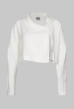Nijii Jackets^Cropped Cardigan with Pointed Collar in White