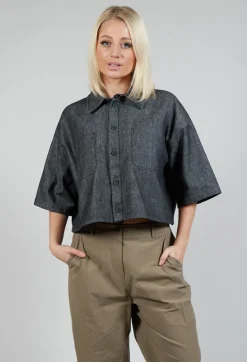 SOH Shirts & Blouses^Cropped Denim Shirt in Dark Blue