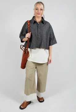 SOH Shirts & Blouses^Cropped Denim Shirt in Dark Blue