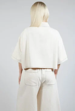 SOH Shirts & Blouses^Cropped Denim Shirt in Off White