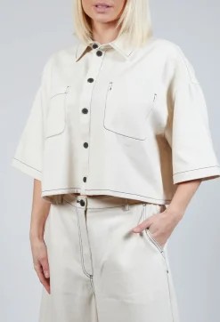 SOH Shirts & Blouses^Cropped Denim Shirt in Off White