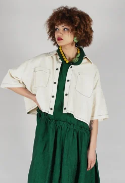 SOH Shirts & Blouses^Cropped Denim Shirt in Off White