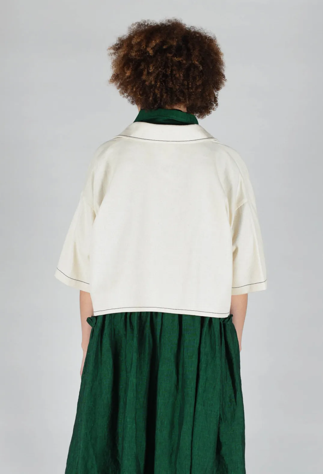 SOH Shirts & Blouses^Cropped Denim Shirt in Off White