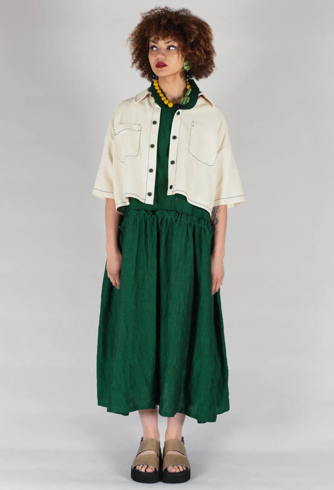 SOH Shirts & Blouses^Cropped Denim Shirt in Off White