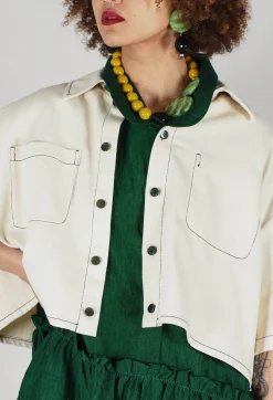 SOH Shirts & Blouses^Cropped Denim Shirt in Off White