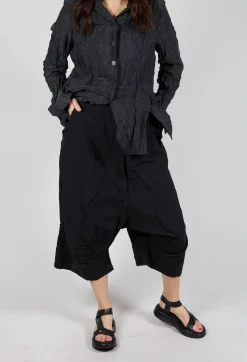 Rundholz Mainline Trousers^Cropped Drop Crotch Trousers in Black