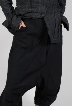 Rundholz Mainline Trousers^Cropped Drop Crotch Trousers in Black