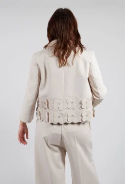 Mei Meij Jackets^Cropped Jacket with Floral Embellishment in Sandshell