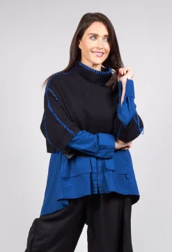 Moyuru Jumpers^Cropped Jumper with Contrast Stitching in Black