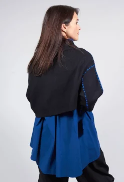 Moyuru Jumpers^Cropped Jumper with Contrast Stitching in Black
