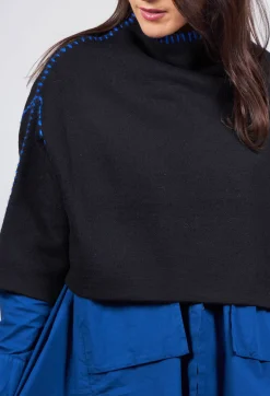 Moyuru Jumpers^Cropped Jumper with Contrast Stitching in Black