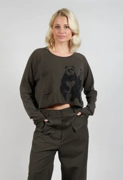 Rundholz Black Label Jumpers^Cropped Jumper with Motif in Jungle Jacquard