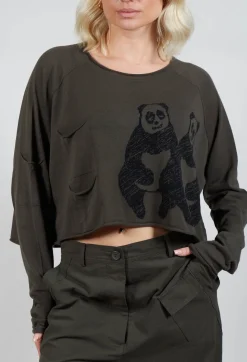 Rundholz Black Label Jumpers^Cropped Jumper with Motif in Jungle Jacquard