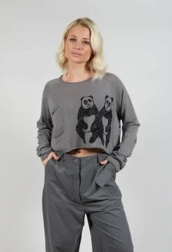 Rundholz Black Label Jumpers^Cropped Jumper with Motif in Rock Jacquard