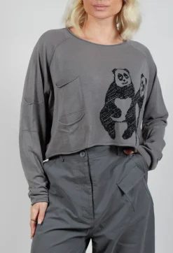 Rundholz Black Label Jumpers^Cropped Jumper with Motif in Rock Jacquard
