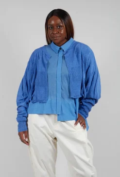 Moyuru Cardigans^Cropped Knitted Cardigan in Blue
