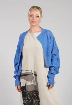 Moyuru Cardigans^Cropped Knitted Cardigan in Blue