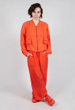 Rundholz Dip Jackets^Cropped Lightweight Jacket with Ribbed Stand Collar in Mandarine
