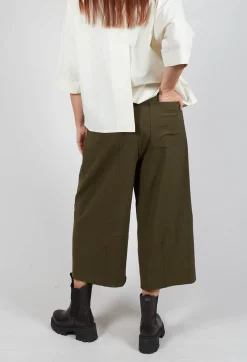 SOH Trousers^Cropped Pleated Trousers in Olive