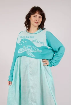 Rundholz Black Label Jumpers^Cropped Pullover with High Low Hem in Aqua Jacquard
