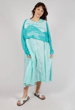 Rundholz Black Label Jumpers^Cropped Pullover with High Low Hem in Aqua Jacquard