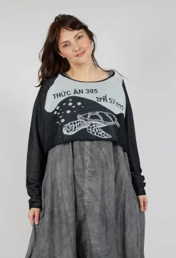 Rundholz Black Label Jumpers^Cropped Pullover with High Low Hem in Black Jacquard
