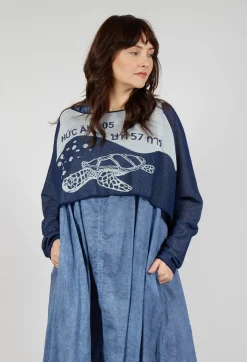 Rundholz Black Label Jumpers^Cropped Pullover with High Low Hem in Navy Jacquard