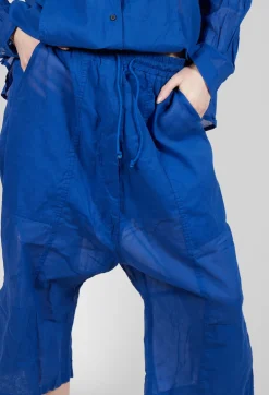 Rundholz Dip Trousers^Cropped Sheer Crinkled Trousers in Royal Paper