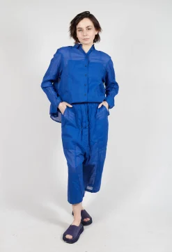 Rundholz Dip Trousers^Cropped Sheer Crinkled Trousers in Royal Paper