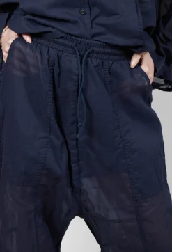 Rundholz Dip Trousers^Cropped Sheer Crinkled Trousers in Ink Paper