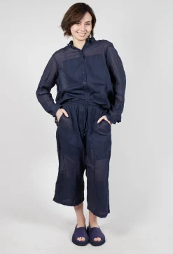 Rundholz Dip Trousers^Cropped Sheer Crinkled Trousers in Ink Paper