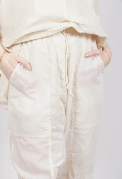 Rundholz Dip Trousers^Cropped Sheer Crinkled Trousers in Greige Paper