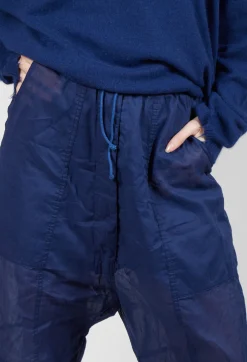 Rundholz Dip Trousers^Cropped Sheer Crinkled Trousers in Ocean Paper