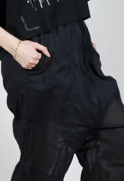 Rundholz Dip Trousers^Cropped Sheer Crinkled Trousers in Black Paper