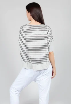Philomena Christ Jumpers^Cropped Short Sleeve Jumper in Silver Black Stripe