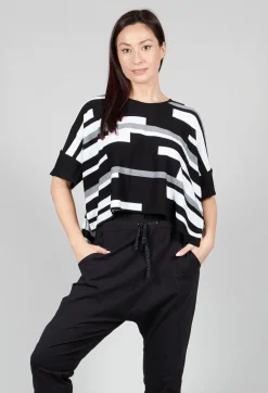 Philomena Christ Jumpers^Cropped Short Sleeve Jumper in Black and White