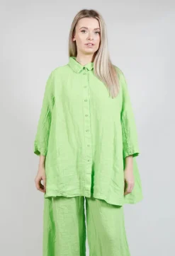 Rundholz Black Label Shirts & Blouses^Cropped Sleeve Linen Shirt in Lime