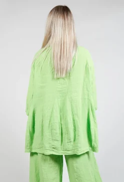 Rundholz Black Label Shirts & Blouses^Cropped Sleeve Linen Shirt in Lime