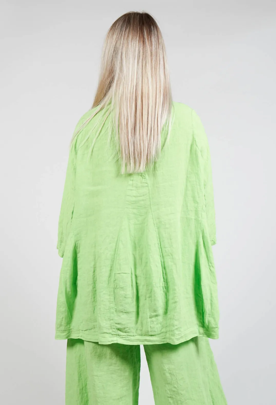 Rundholz Black Label Shirts & Blouses^Cropped Sleeve Linen Shirt in Lime
